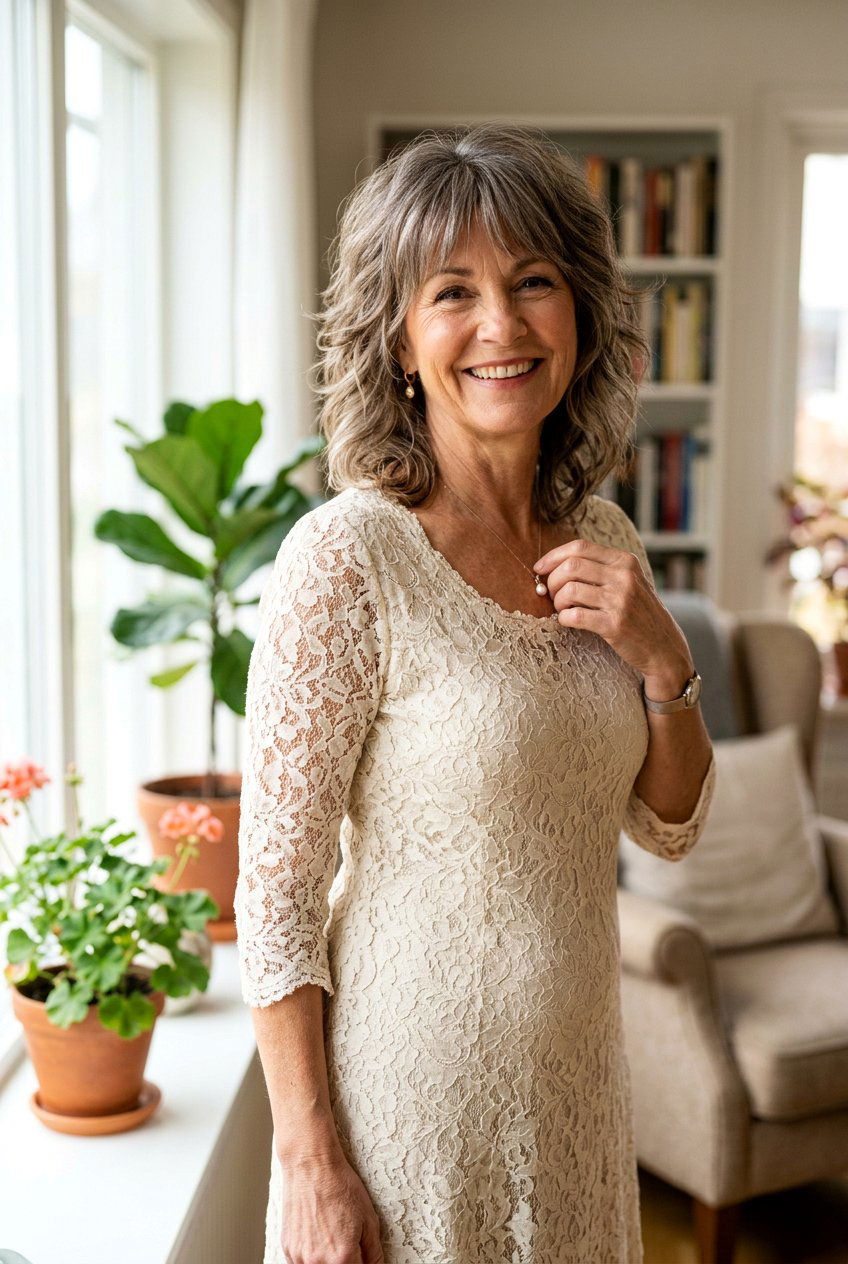 Soft Shag with Bangs - 20 bridal hairstyle for mature bride - 20 bridal hairstyle for mature bride