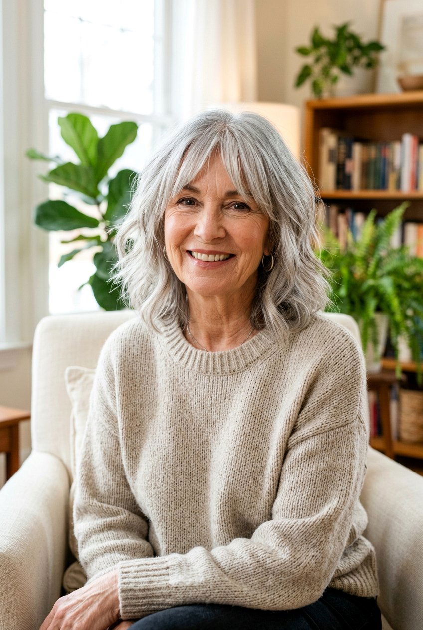 Soft Shaggy Lob - 20 youthful hairstyles for women over 60 - 20 youthful hairstyles for women over 60