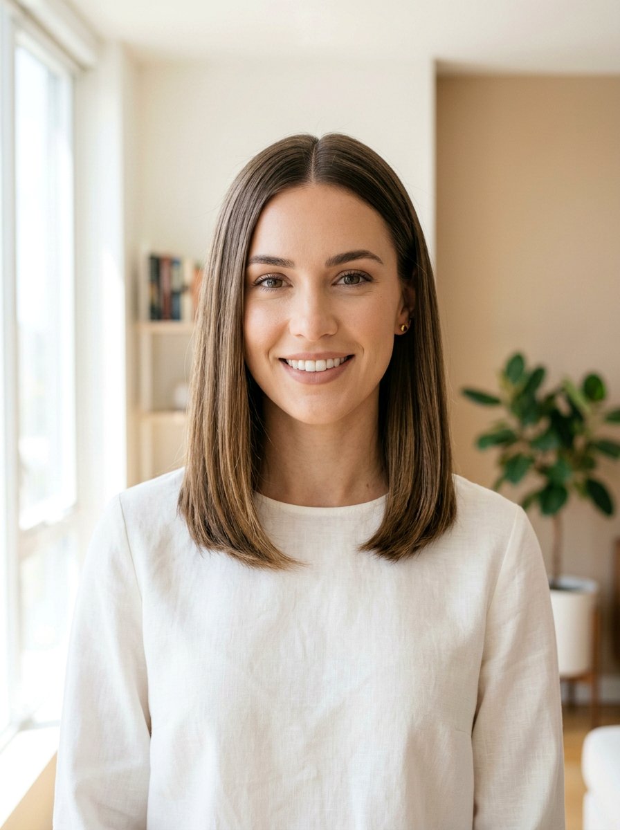 Soft Straight Lob Haircut With Middle Part - 20 soft straight lob haircut - 20 soft straight lob haircut