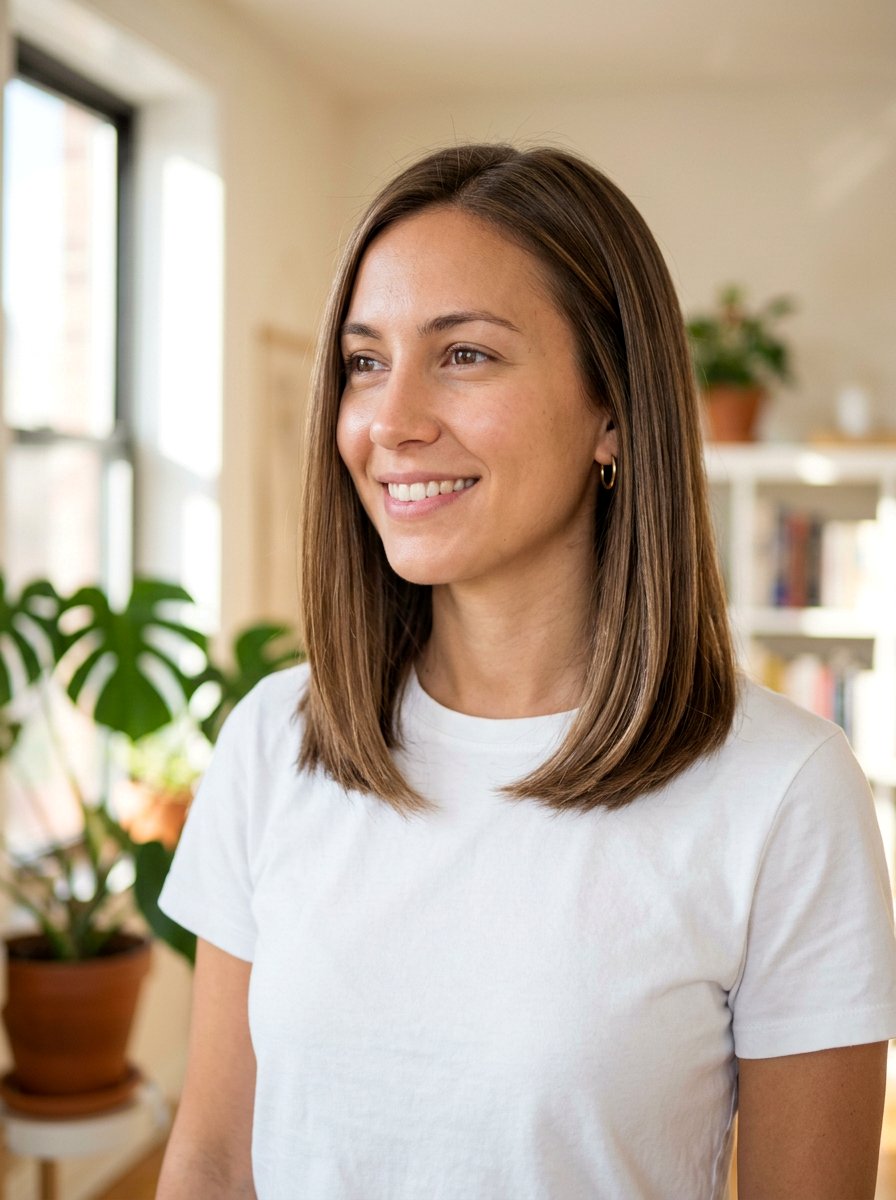 Soft Straight Lob Haircut With Natural Shine - 20 soft straight lob haircut - 20 soft straight lob haircut