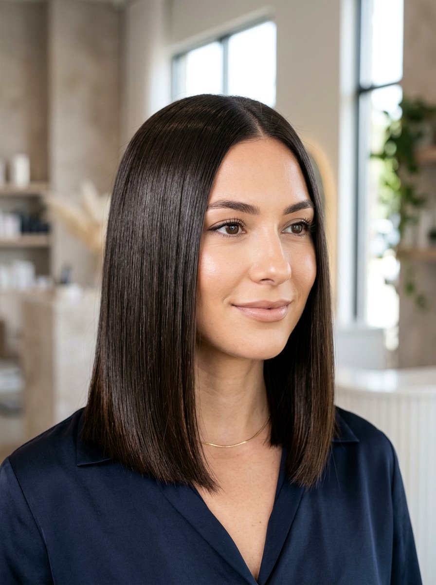 Soft Straight Lob Haircut With Sleek Finish - 20 soft straight lob haircut - 20 soft straight lob haircut