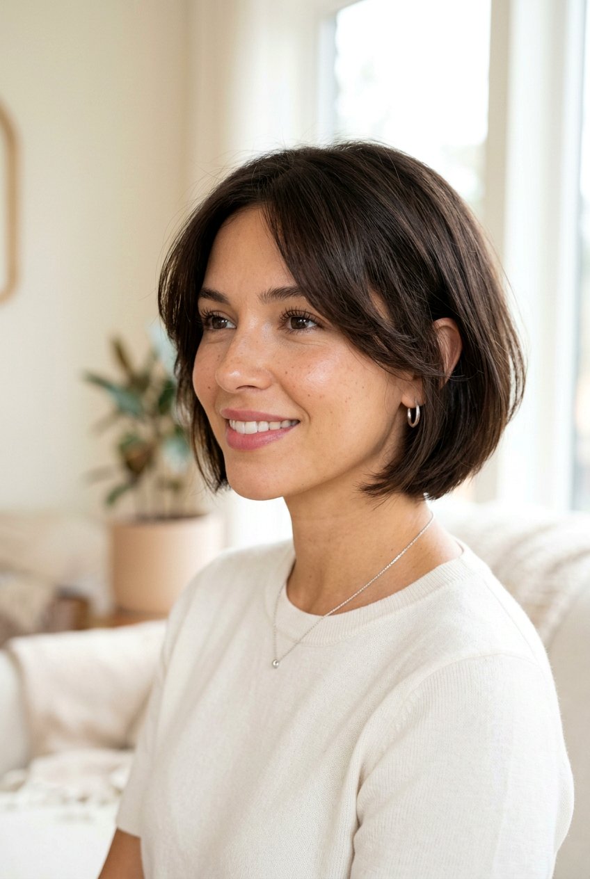 Soft Tapered Bob - 20 feathered bangs for older women - 20 feathered bangs for older women