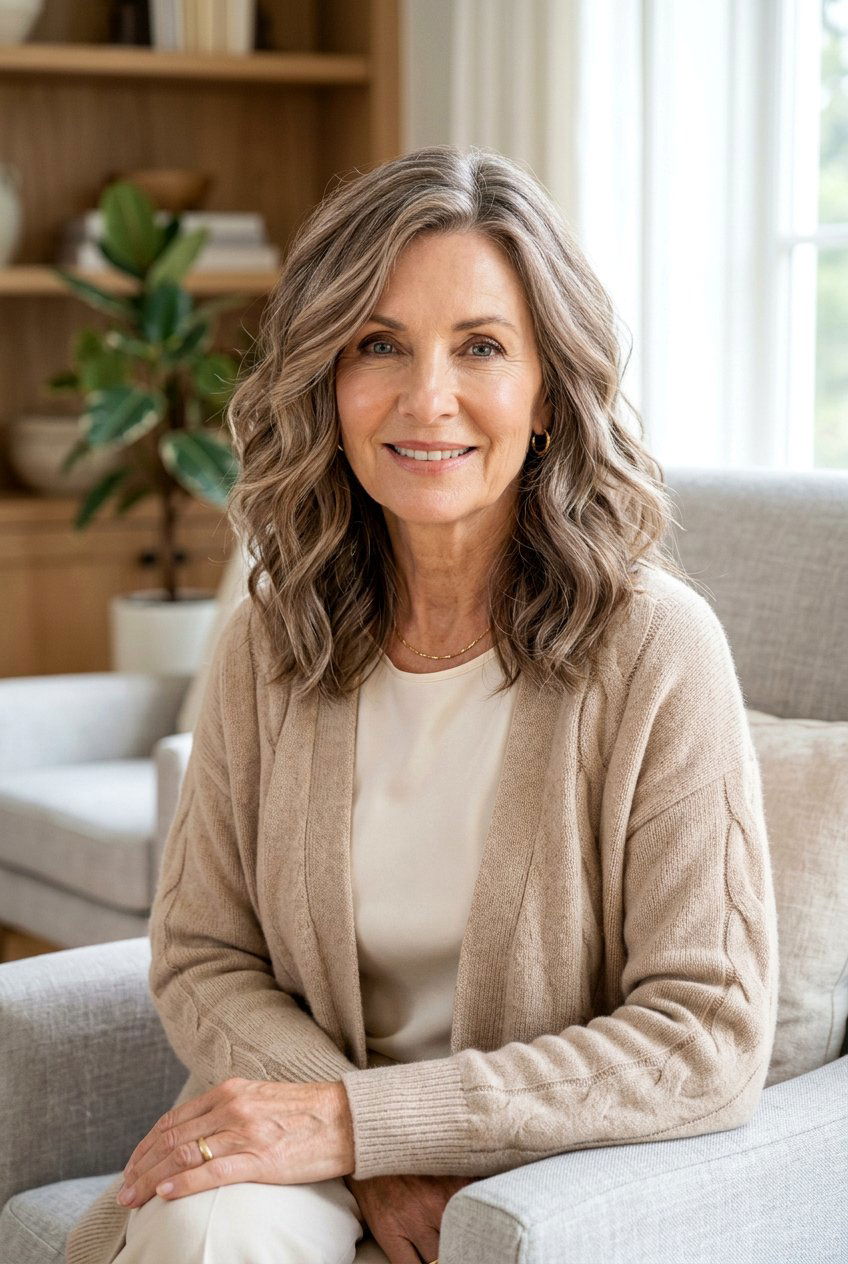 Soft Taupe Balayage - 20 mushroom brunette highlights for older women - 20 mushroom brunette highlights for older women