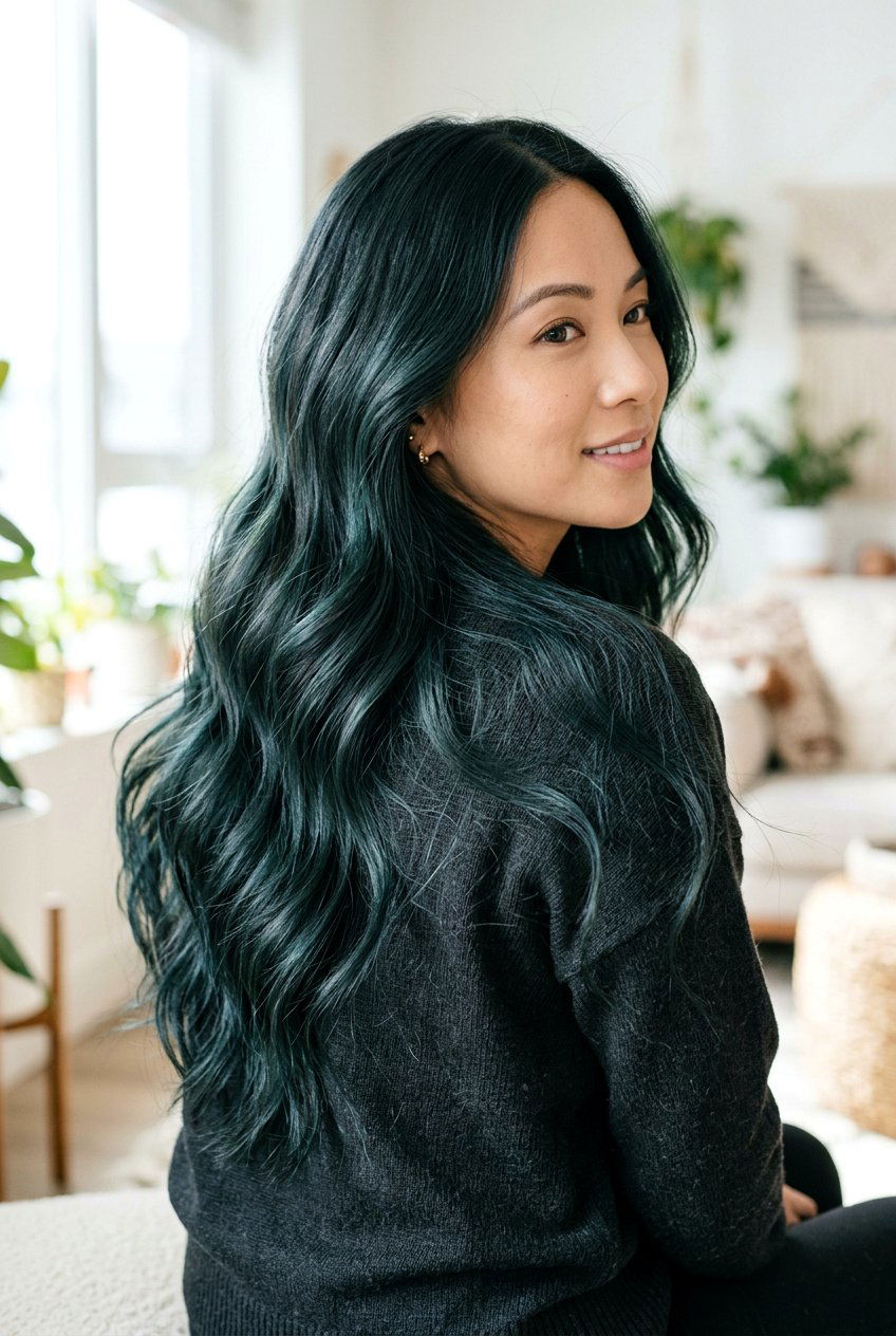 Soft Teal Black - 20 blue black hair color - 20 blue black hair color