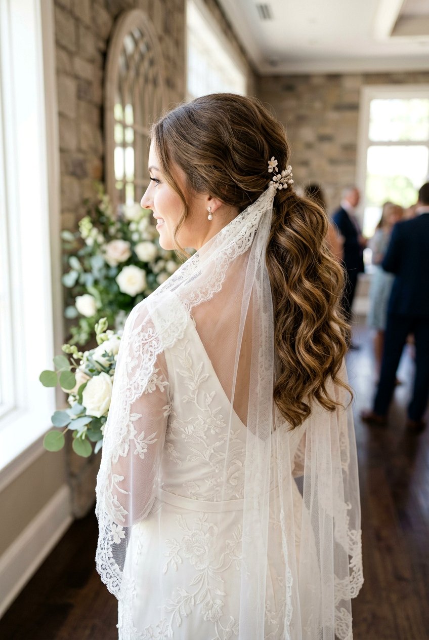 Soft Textured Ponytail For Veil - 20 bridal hairstyle with textured ponytail - 20 bridal hairstyle with textured ponytail