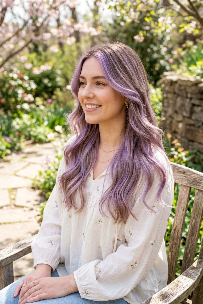 Soft Violet Balayage On Light Brown Hair - 20 violet balayage hair color - 20 violet balayage hair color