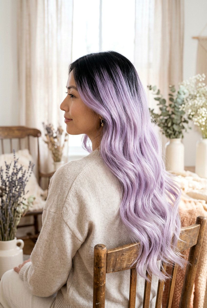 Soft Violet Lavender on Black Hair - 20 violet black hair color - 20 violet black hair color