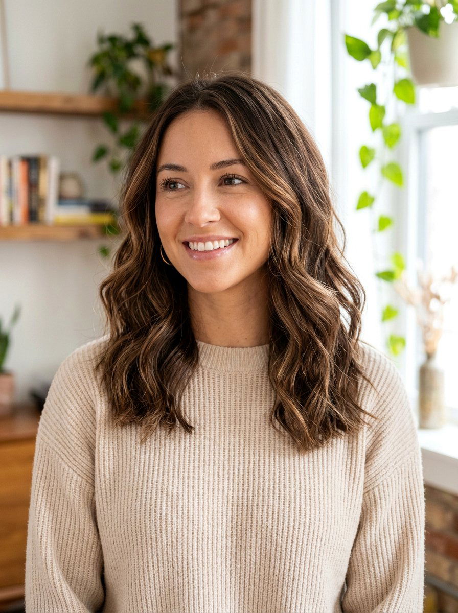 Soft Walnut Brown With Caramel Ribbons - 20 rich brown hair with soft caramel ribbons - 20 rich brown hair with soft caramel ribbons