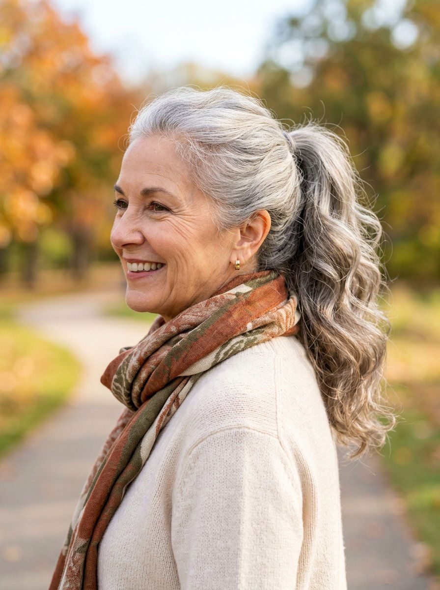 Soft Wave Ponytail - 20 elegant ponytail hairstyle for older women - 20 elegant ponytail hairstyle for older women