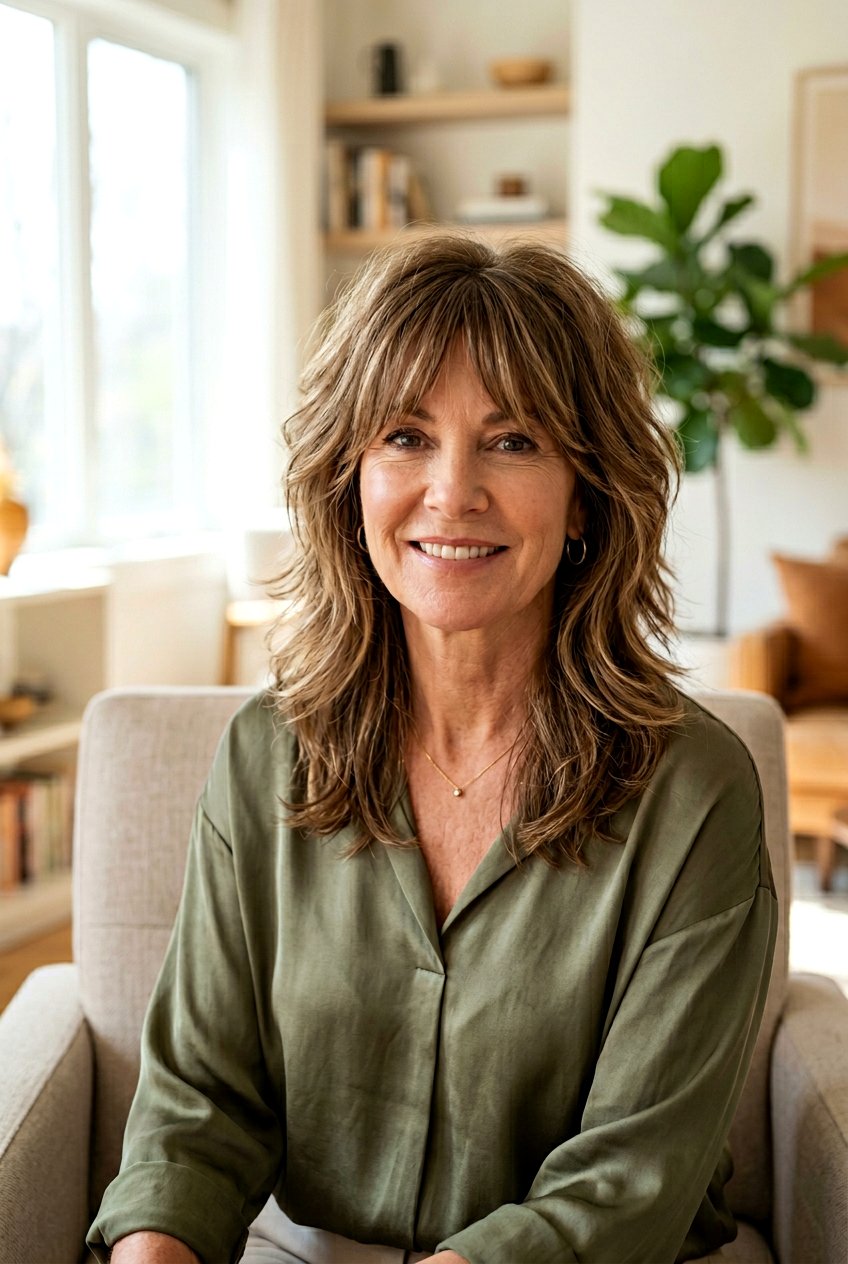 Soft Wolf Cut With Curtain Bangs - 20 soft wolf cut for mature women - 20 soft wolf cut for mature women