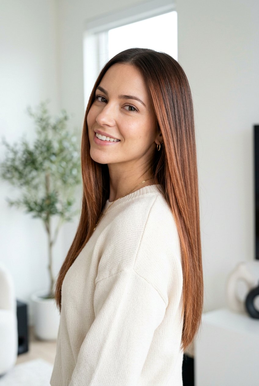 Soft auburn balayage for straight hair - 20 auburn balayage for shoulder length hair - 20 auburn balayage for shoulder length hair