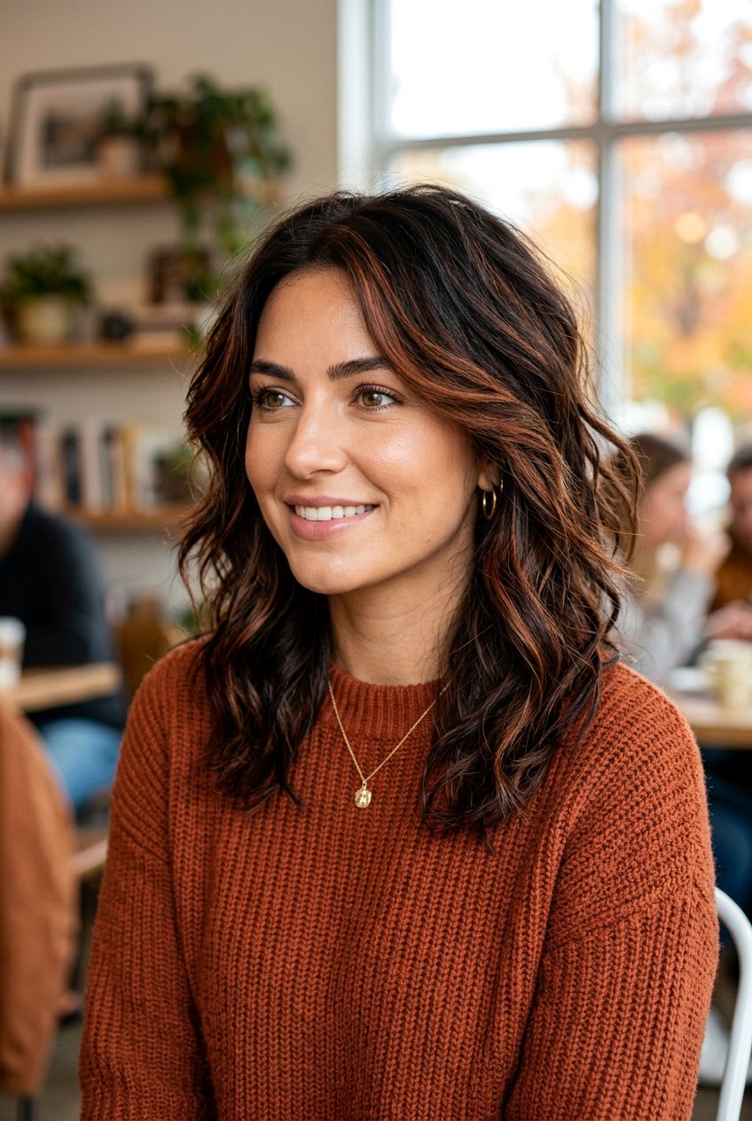 Soft auburn highlights on brown hair - 20 low maintenance hair color for older women - 20 low maintenance hair color for older women