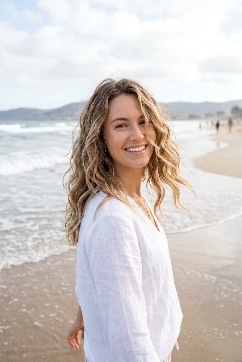 Soft beach waves - 20 hairstyles for double chin face - 20 hairstyles for double chin face