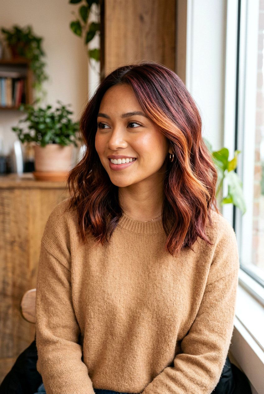 Soft burgundy balayage for warm skin tones - 20 burgundy balayage for mature women - 20 burgundy balayage for mature women