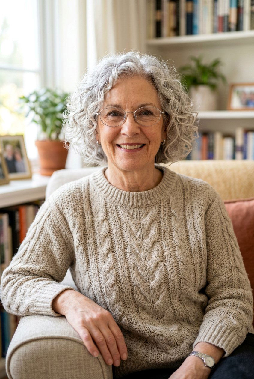 Soft curly bob - 20 hairstyles for women with glasses over 60 - 20 hairstyles for women with glasses over 60