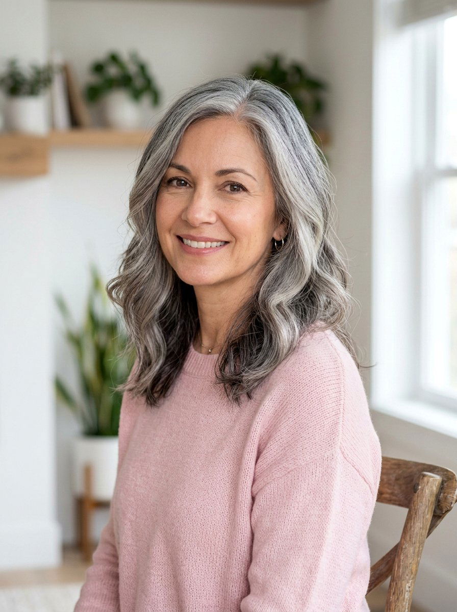 Soft grey highlights for natural hair transition - 20 salt and pepper highlight ideas - 20 salt and pepper highlight ideas