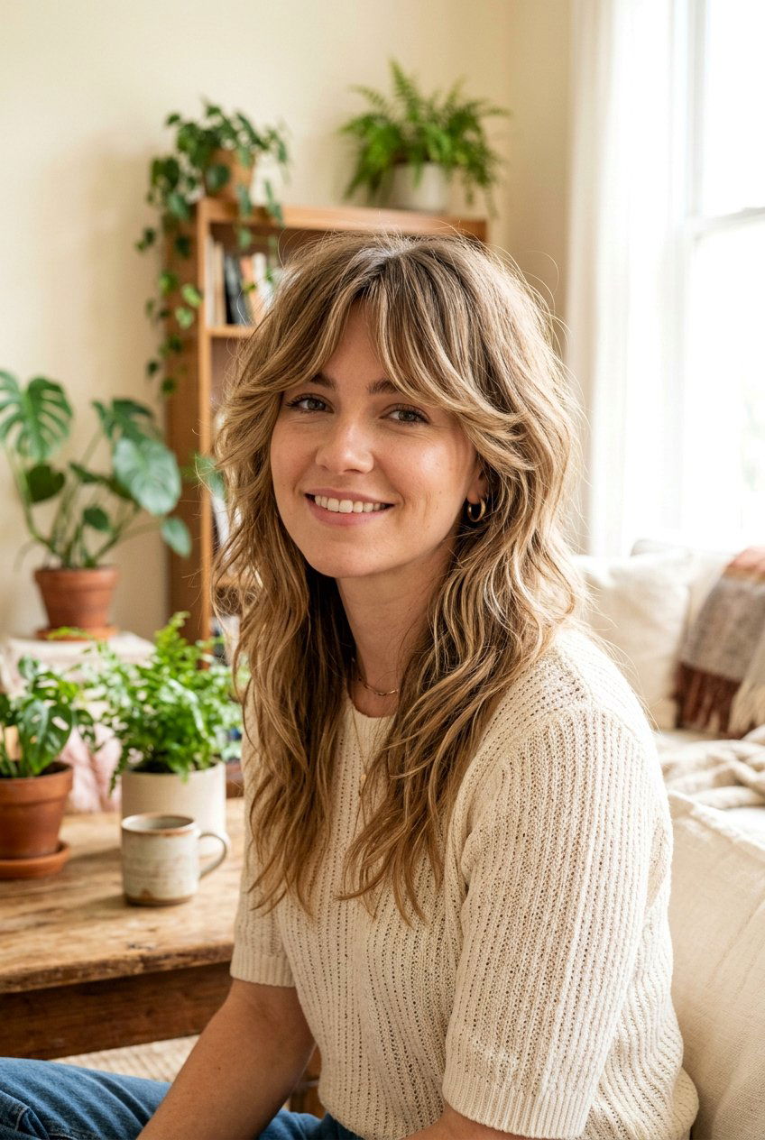 Soft mullet with curtain bangs - 20 soft mullet haircut - 20 soft mullet haircut