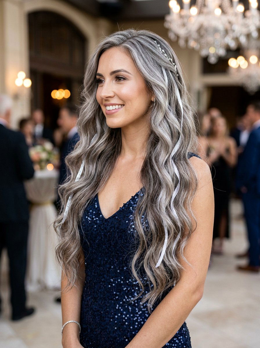 Soft pearl gray highlights for long hair - 20 pearl gray highlights for mature hair - 20 pearl gray highlights for mature hair