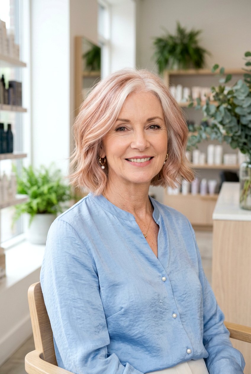 Soft strawberry blonde balayage on white hair - 20 strawberry blonde balayage for mature women - 20 strawberry blonde balayage for mature women