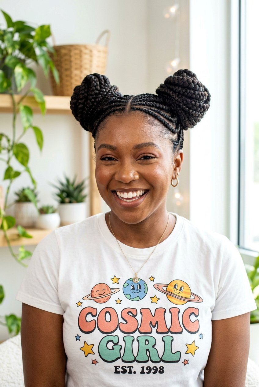 Space Bun Braids - 20 braided bun for black women - 20 braided bun for black women