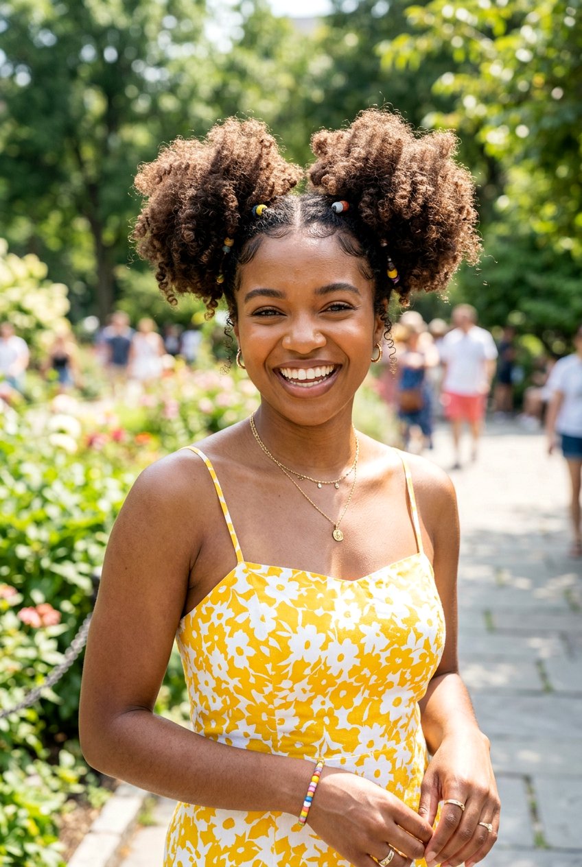 Space Bun Curls - 20 curly hairstyle for college girls - 20 curly hairstyle for college girls