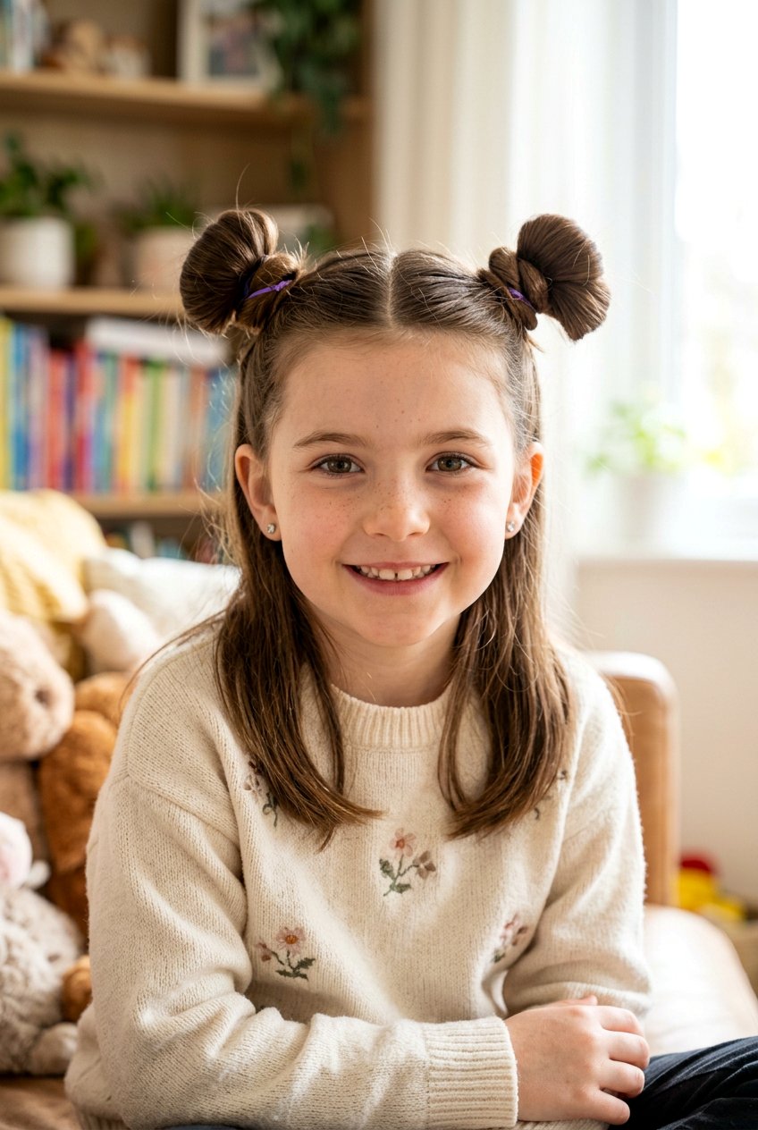 Space Bun - 20 simple hairstyles for girls - 20 simple hairstyles for girls