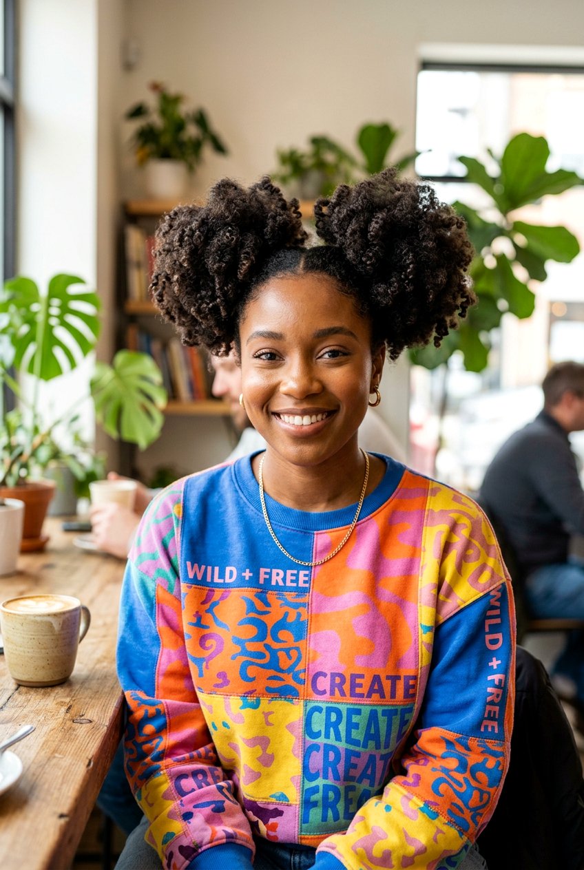 Space Buns - 20 natural hairstyle for college girls - 20 natural hairstyle for college girls