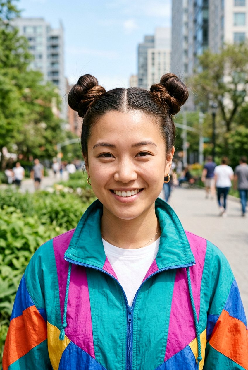 Space Buns - 20 camping hairstyle for medium hair - 20 camping hairstyle for medium hair