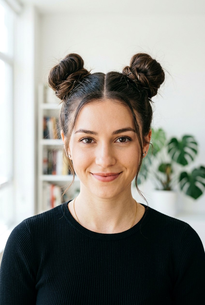 Space Buns - 20 easy hairstyles for school - 20 easy hairstyles for school