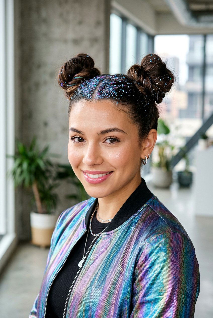 Space Buns - 20 concert bun hairstyles - 20 concert bun hairstyles