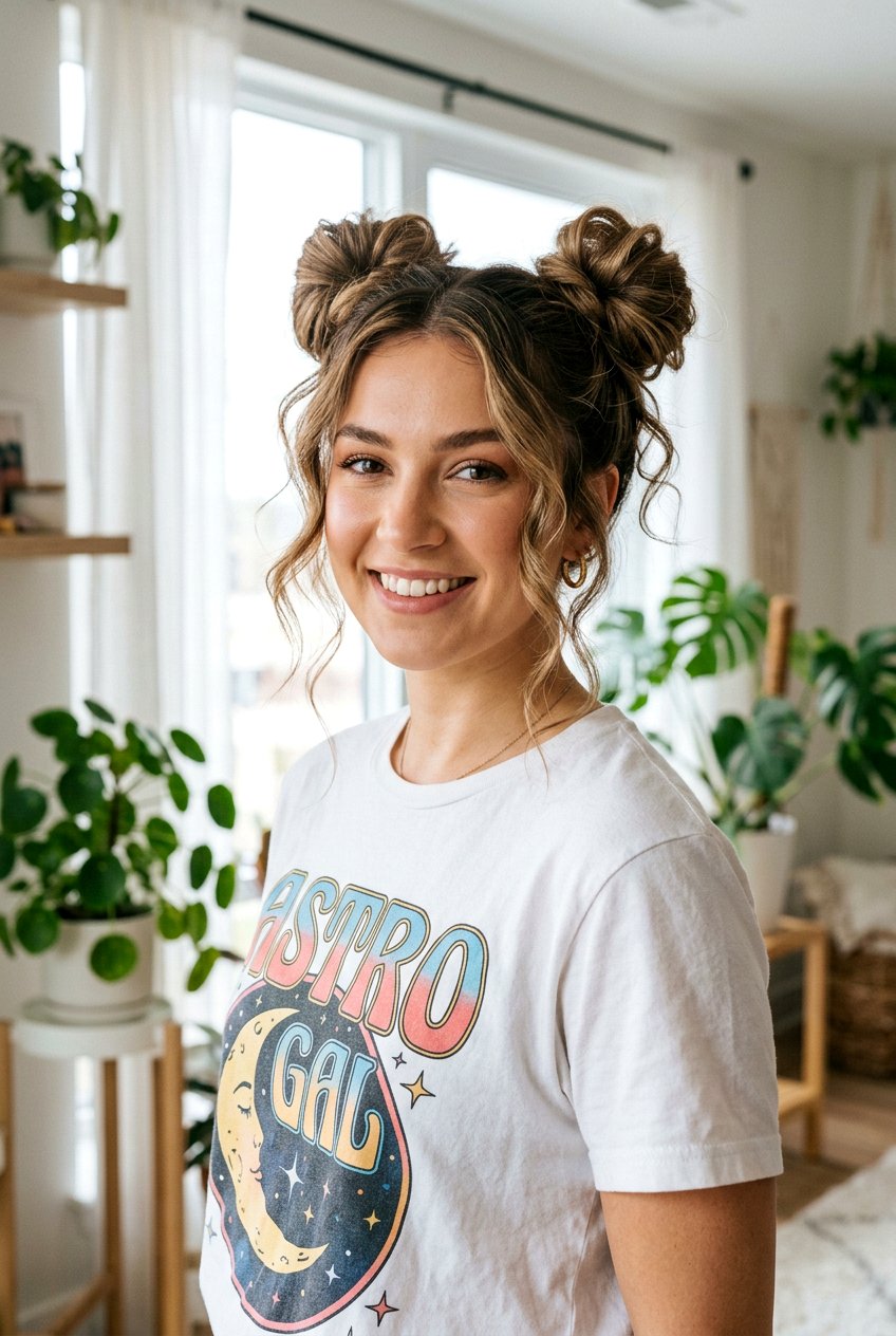 Space Buns - 20 no heat hairstyles - 20 no heat hairstyles