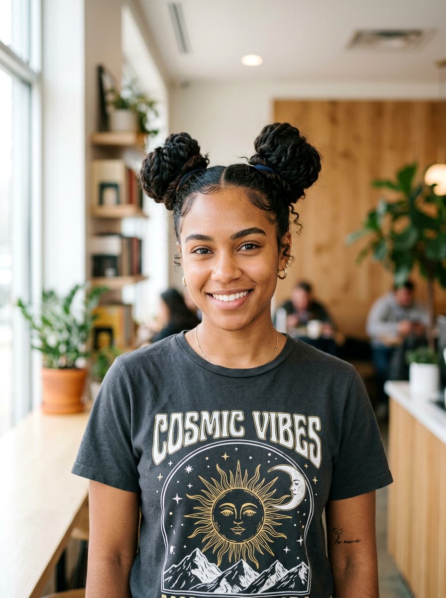 Space Buns - 20 easy hairstyle for humid weather - 20 easy hairstyle for humid weather