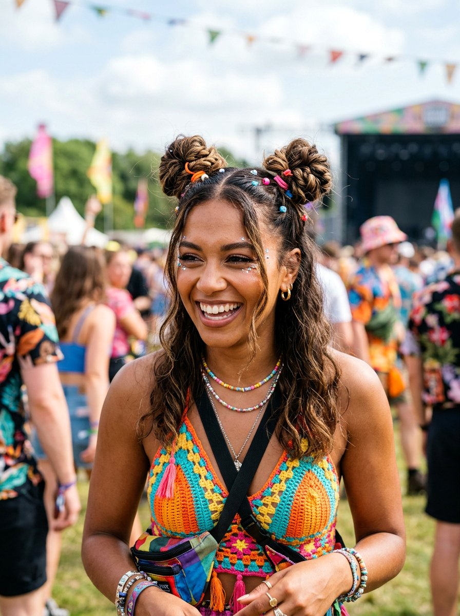 Space Buns - 20 vacation hairstyle for humid weather - 20 vacation hairstyle for humid weather