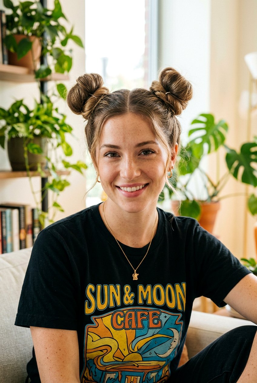 Space Buns - 20 easy hairstyles for busy moms with medium hair - 20 easy hairstyles for busy moms with medium hair