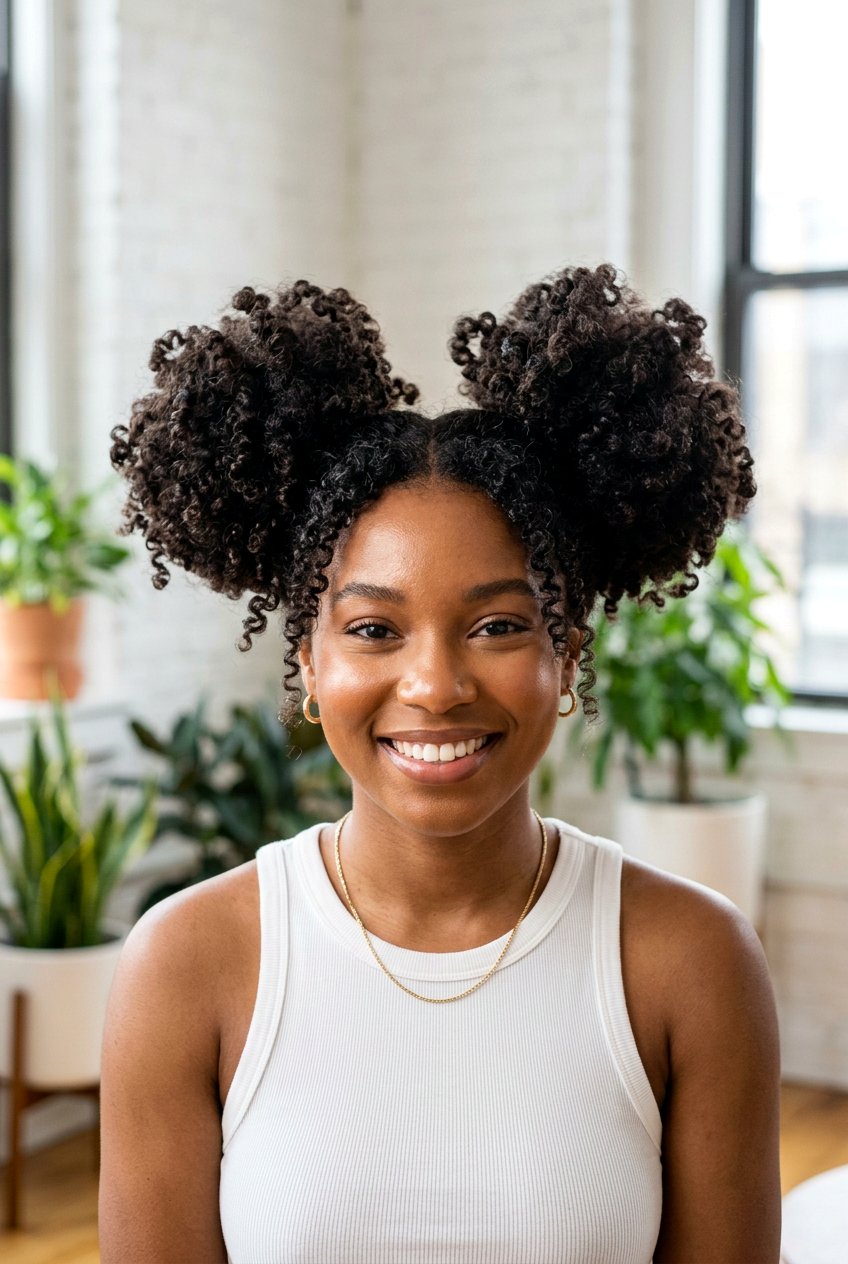 Space Buns For Curly Hair - 20 curly hairstyles for women - 20 curly hairstyles for women