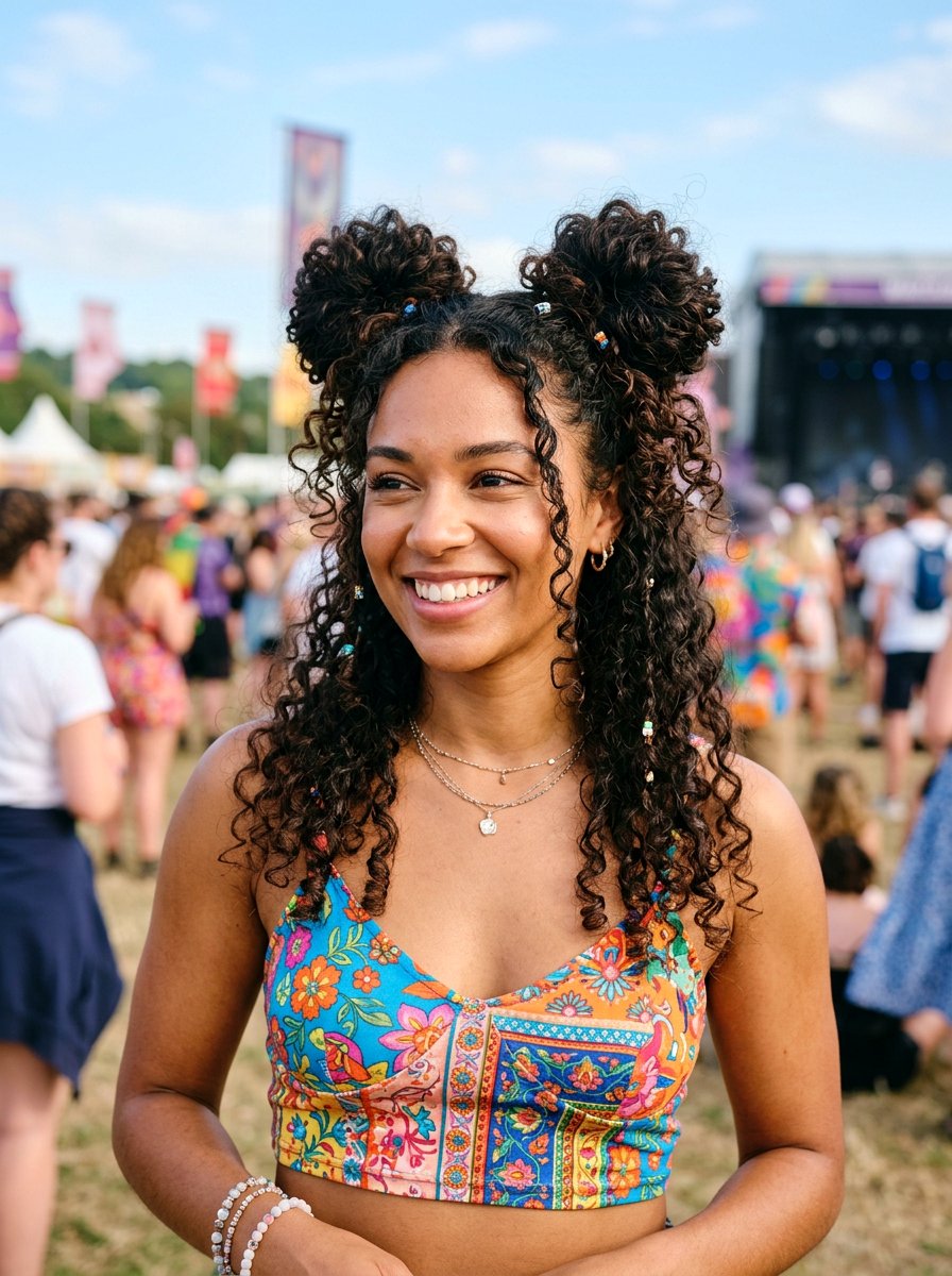 Space Buns For Long Curls - 20 vacation hairstyle for long curls - 20 vacation hairstyle for long curls