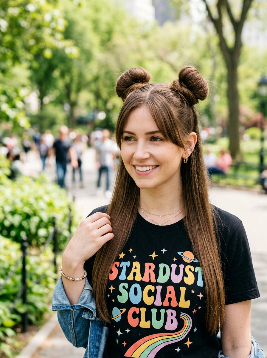 Space Buns For Long Straight Hair - 20 quick hairstyle for long straight layers - 20 quick hairstyle for long straight layers