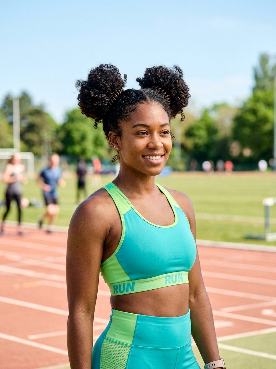 Space Buns For Thick Curly Hair - 20 gym hairstyle for thick curly hair - 20 gym hairstyle for thick curly hair