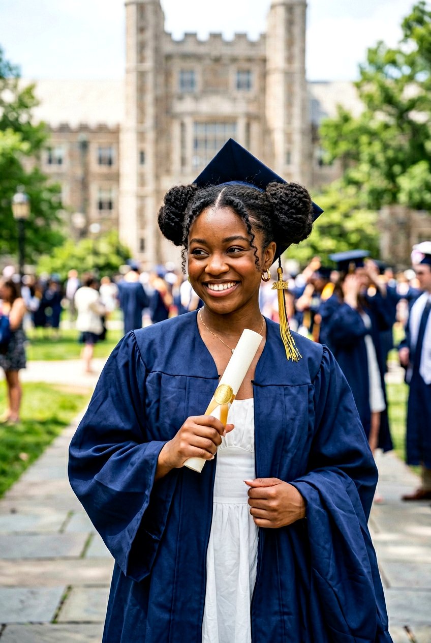 Space Buns Graduation Hairstyle - 20 graduation cap hairstyles - 20 graduation cap hairstyles