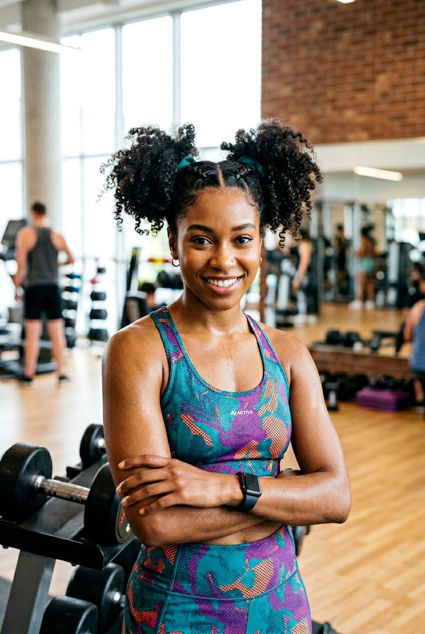 Space Buns Gym Hairstyle For Curly Hair - 20 gym bun for curly hair - 20 gym bun for curly hair