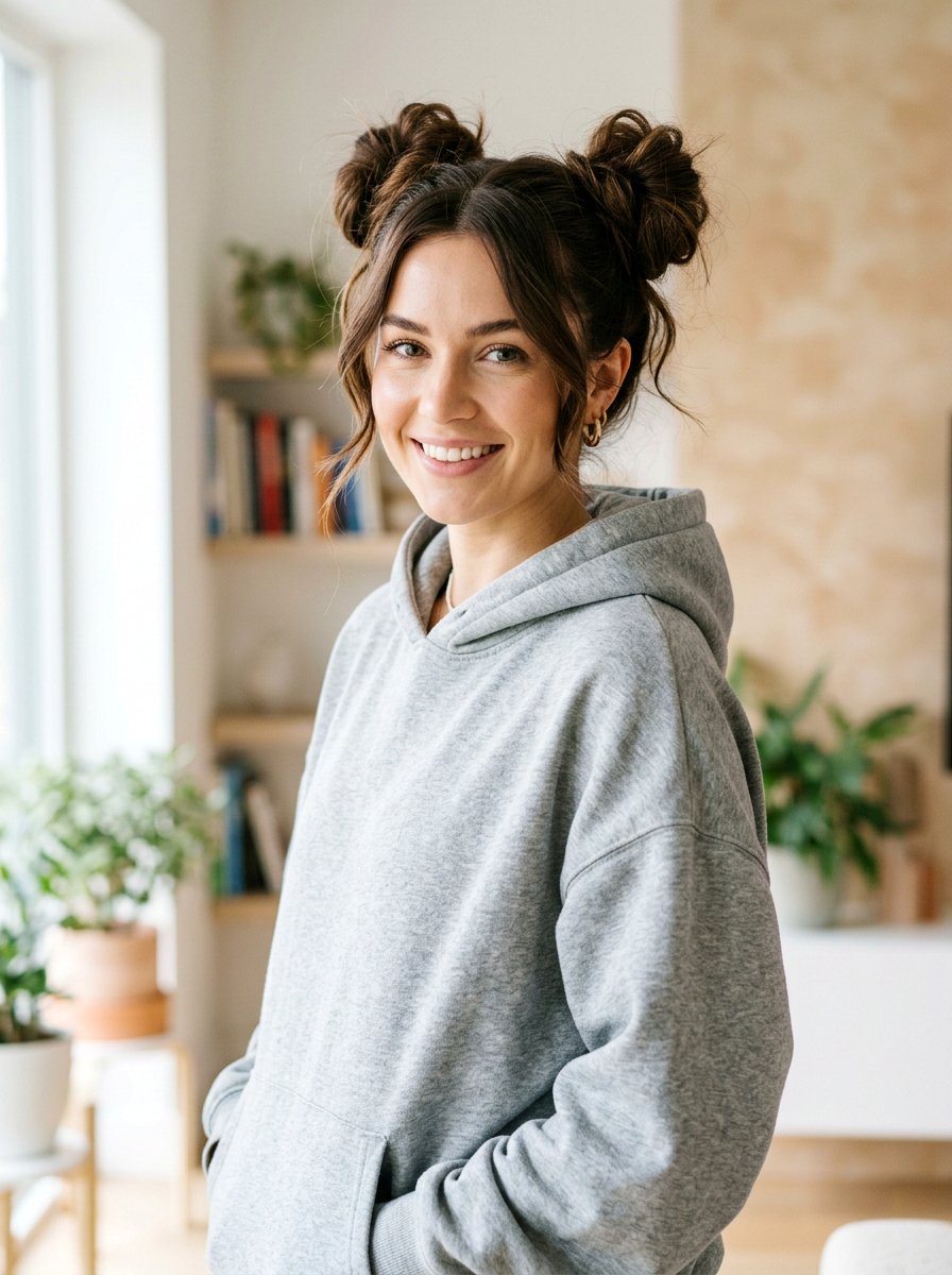 Space Buns Hairstyle - 20 cute hairstyle for coffee date - 20 cute hairstyle for coffee date