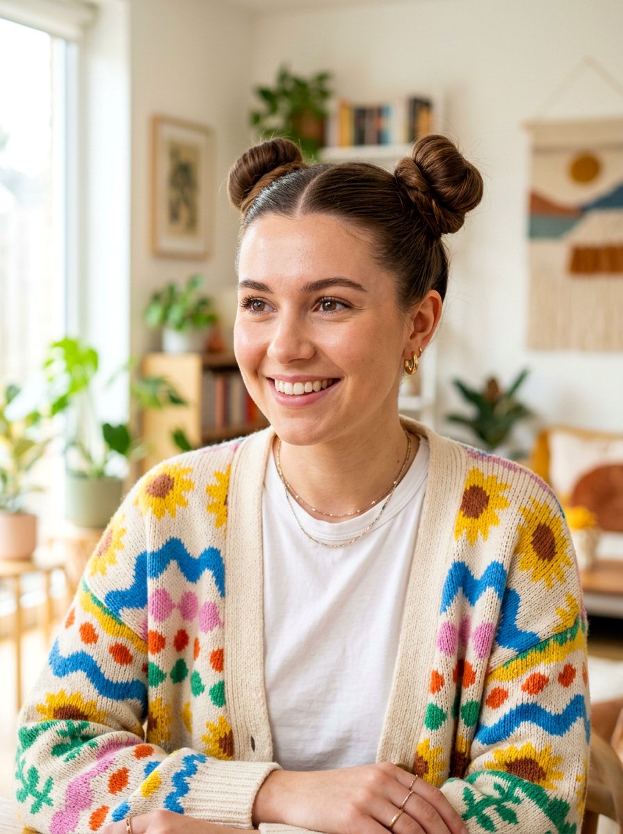 Space Buns Hairstyle - 20 easy hairstyle for office rush - 20 easy hairstyle for office rush