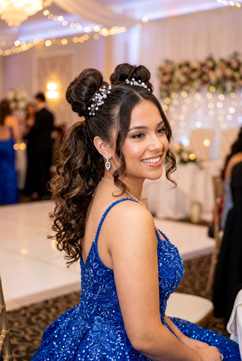 Space Buns Ponytail Combo for Prom - 20 prom ponytail hairstyles - 20 prom ponytail hairstyles