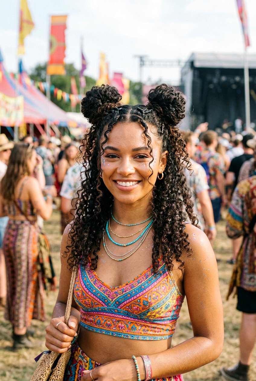 Space Buns With Curls - 20 loc styles with curls - 20 loc styles with curls