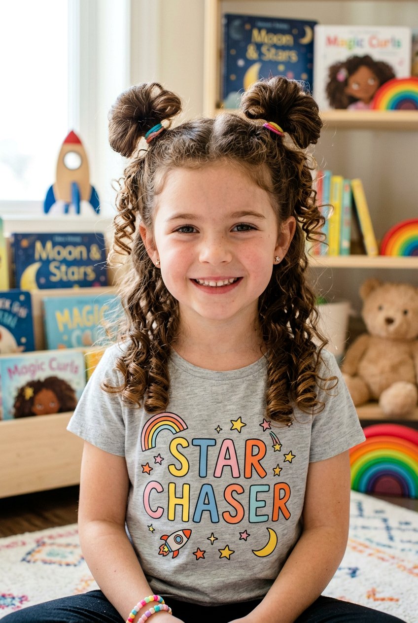 Space Buns With Soft Curls - 20 little girls soft curls hairstyle - 20 little girls soft curls hairstyle