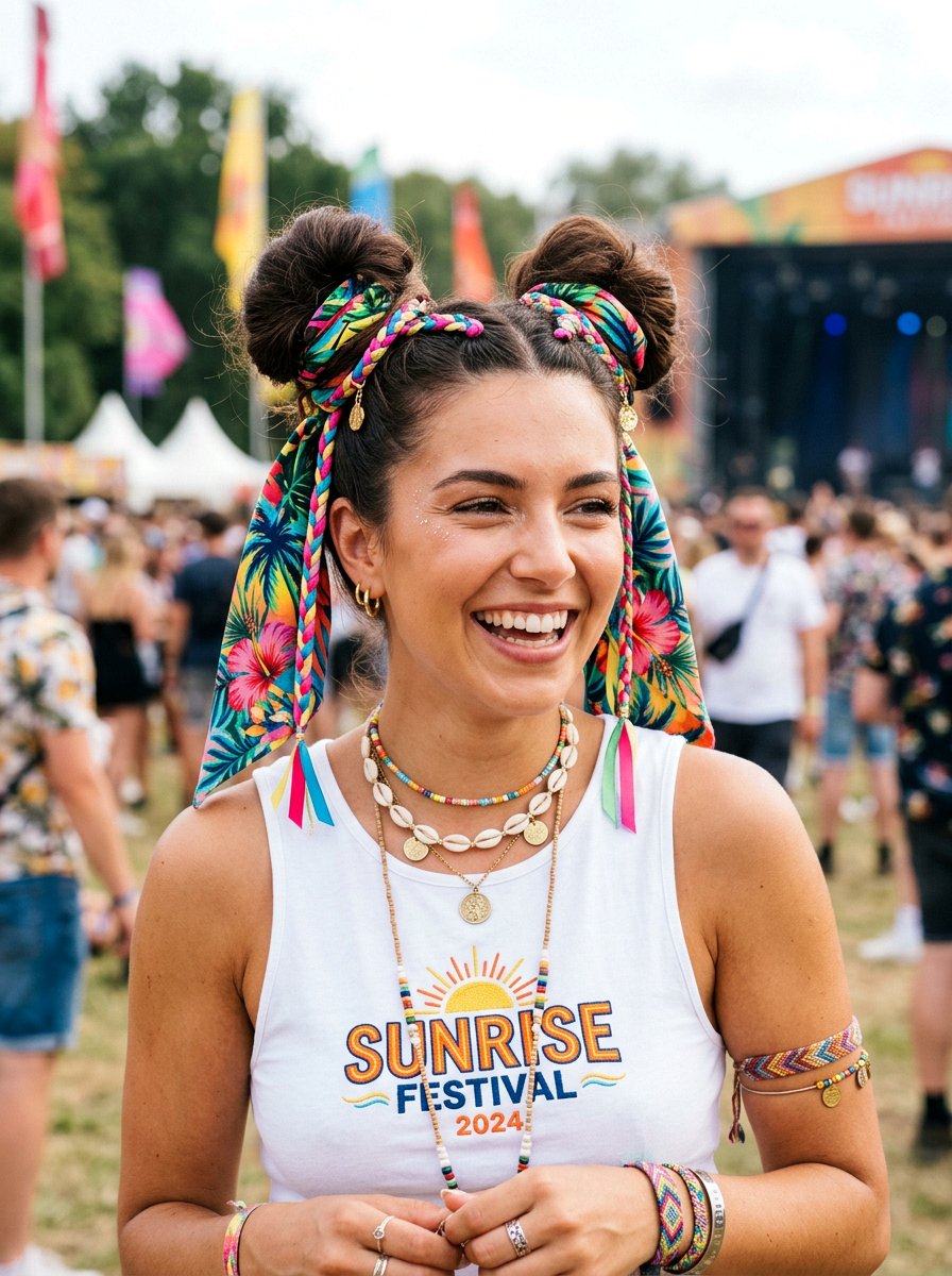 20 Stunning Vacation Hairstyle Looks With a Tropical Scarf