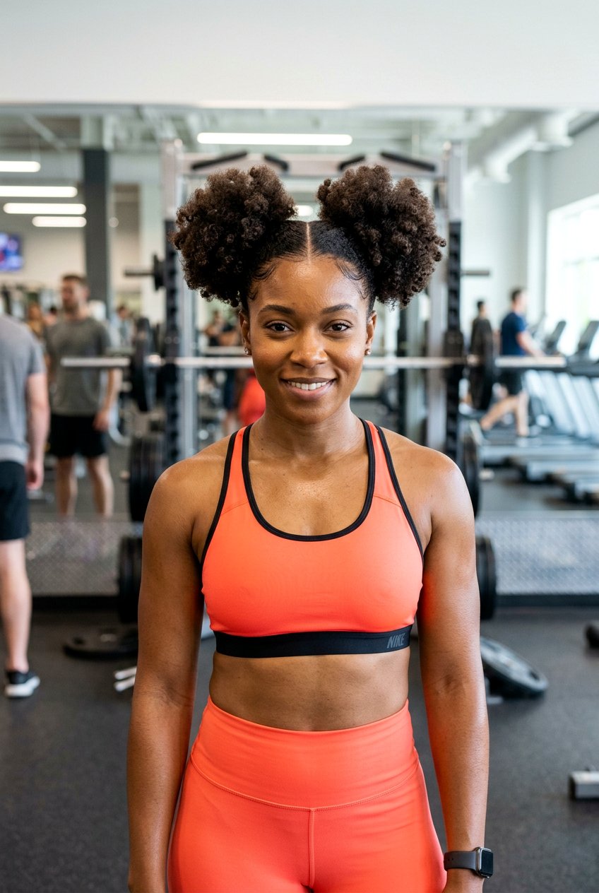 Space Buns for Natural Hair - 20 gym protective styles for natural hair - 20 gym protective styles for natural hair