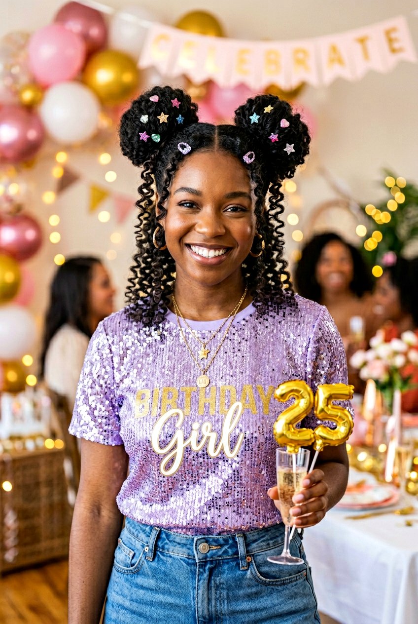 Space Buns with Curled Ends - 20 sweet 16 hairstyles - 20 sweet 16 hairstyles