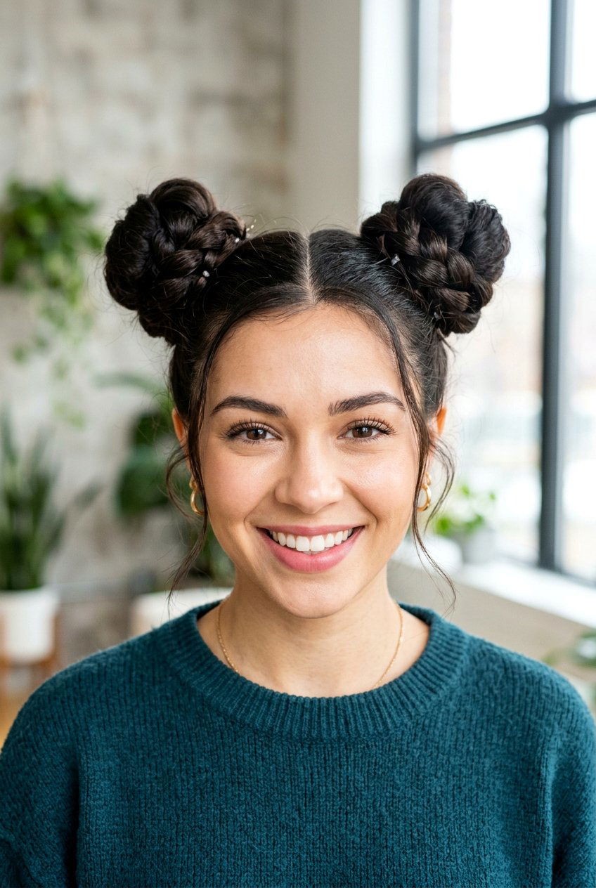 Space buns - 20 quick no heat hairstyle for mornings - 20 quick no heat hairstyle for mornings