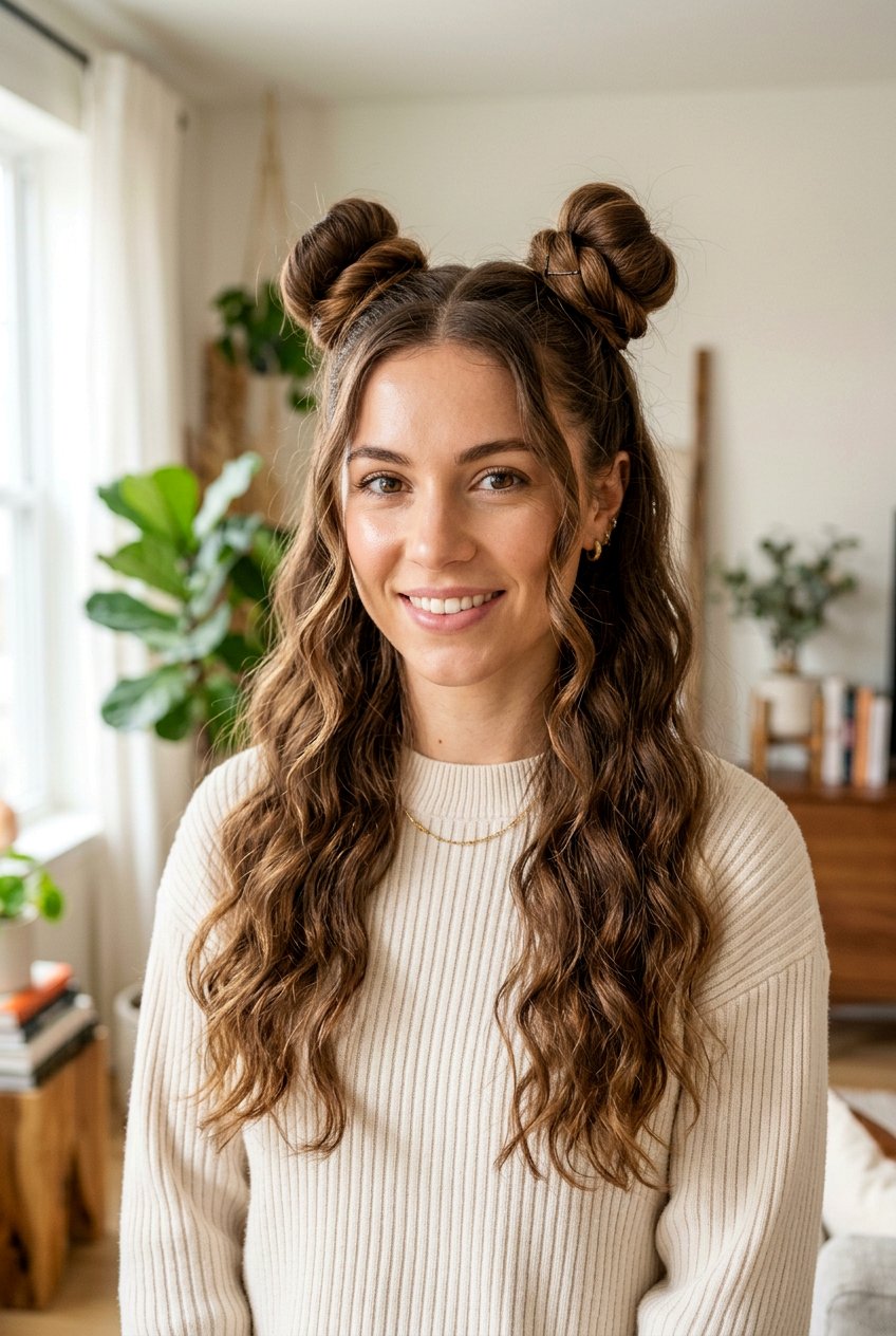 Space buns - 20 back to school hairstyles for long hair - 20 back to school hairstyles for long hair